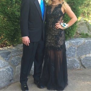 Black lace & sequins prom dress size 3/4